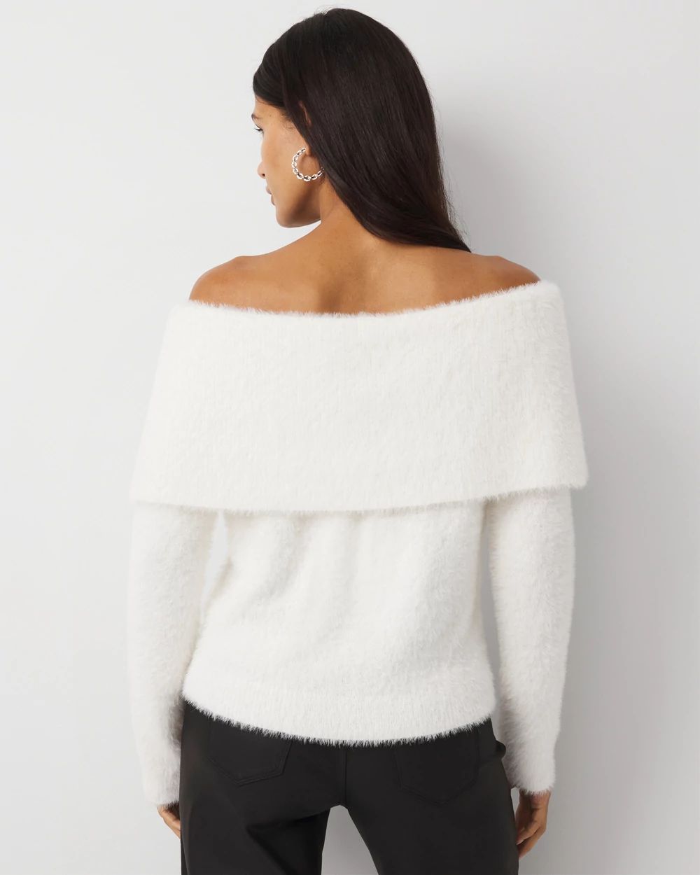 Off-The-Shoulder Brushed Pullover Sweater | White House Black Market